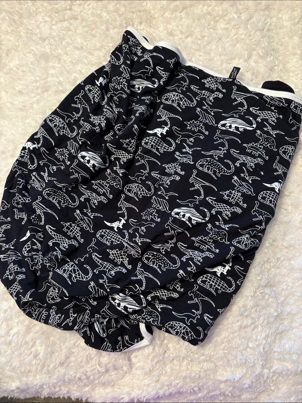 Peregrine Kidswear Baby Blanket Dinosaur Print Black and White 34 x 34 bamboo